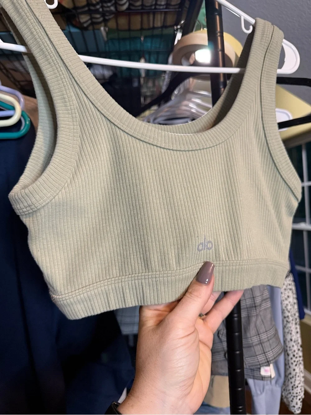 ALO Yoga Ribbed Scoop bra Tank Top - Sage beige